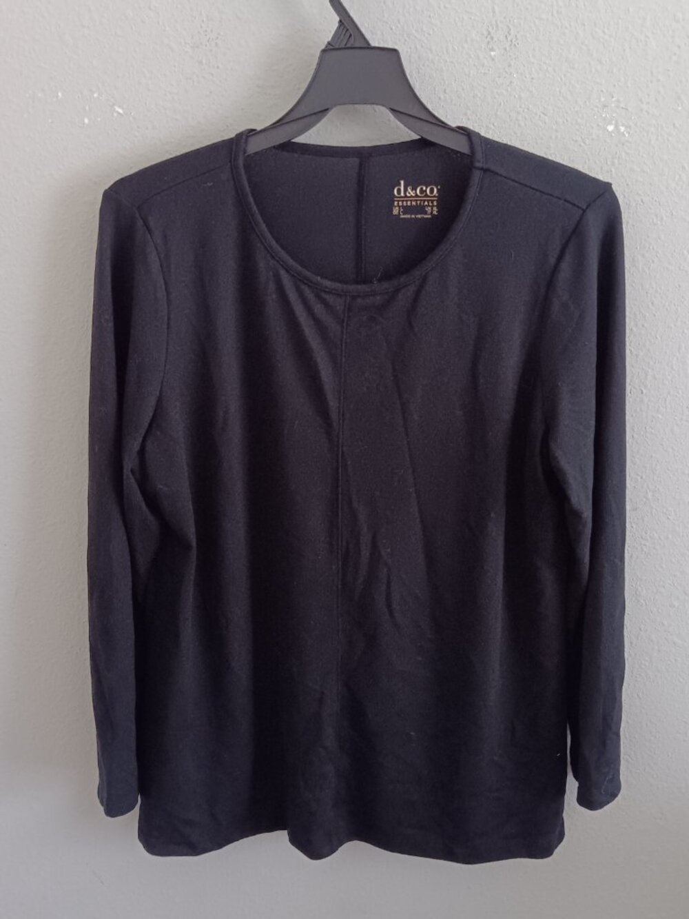 Denim & Co. Essentials Heavenly Jersey Long Sleeve Tunic, Blk Sz L a668785